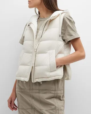 Mate Monili-Trim Hooded Puffer Vest