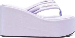 Logo-Patch Thong-Strap Wedge Sandals