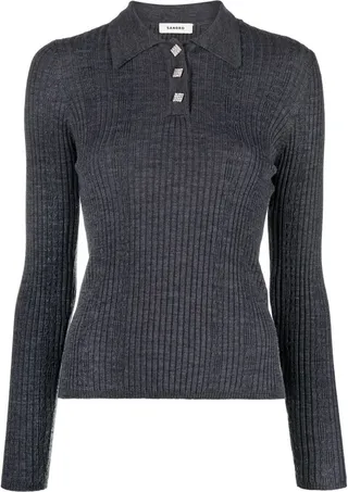 Rosseau ribbed-knit polo top
