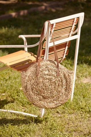 Basketwoven Straw Tote Bag