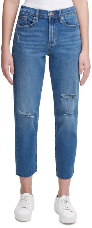 Calvin Klein Jeans High-Rise Distressed Ankle Jeans