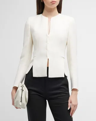 Miriam Martingale-Waist Slit-Hem Crepe Jacket