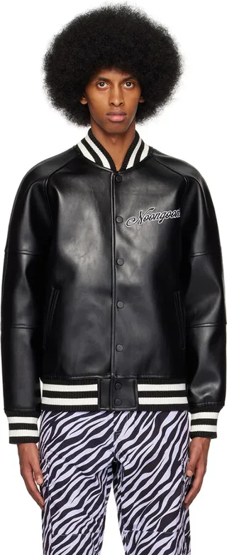 Noon Goons SSENSE Exclusive Black Sixth Sense Faux-Leather Bomber Jacket