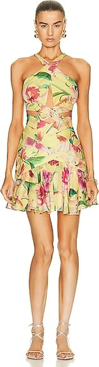 PatBO Laelia Cross-front Mini Dress in Yellow