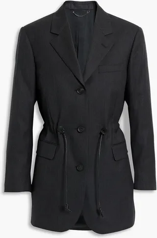 Pinstriped wool-twill blazer