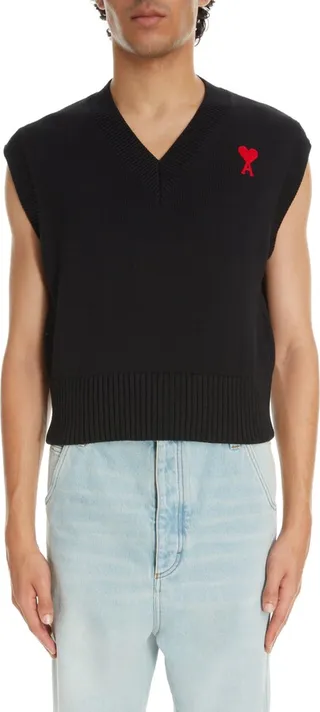 Ami de Coeur Embroidered Organic Cotton & Wool Sleeveless Sweater