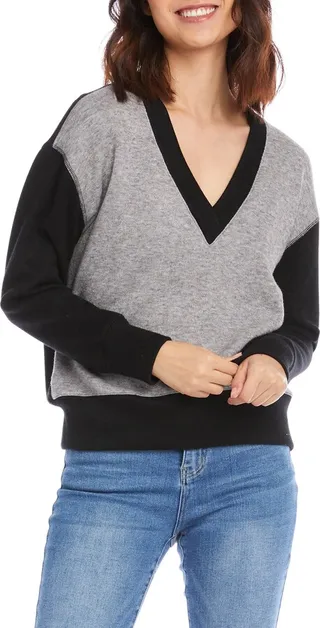 Colorblock V-Neck Sweater