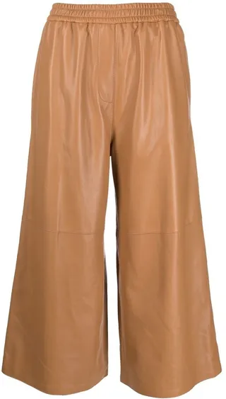 LOEWE- Cropped Wide-leg Leather Trousers