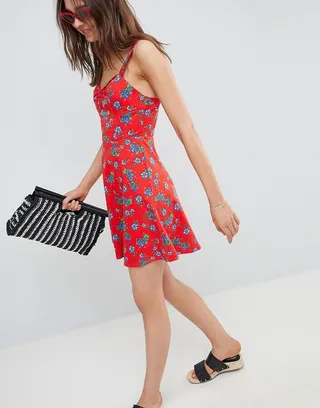 ASOS Mini Cotton Sundress with Cups in Floral Print