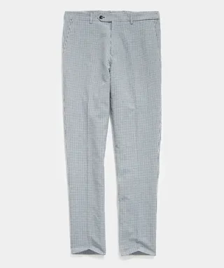 Italian Soft Sutton Suit Pant in Navy Gingham