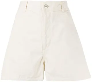 high-rise A-line denim shorts