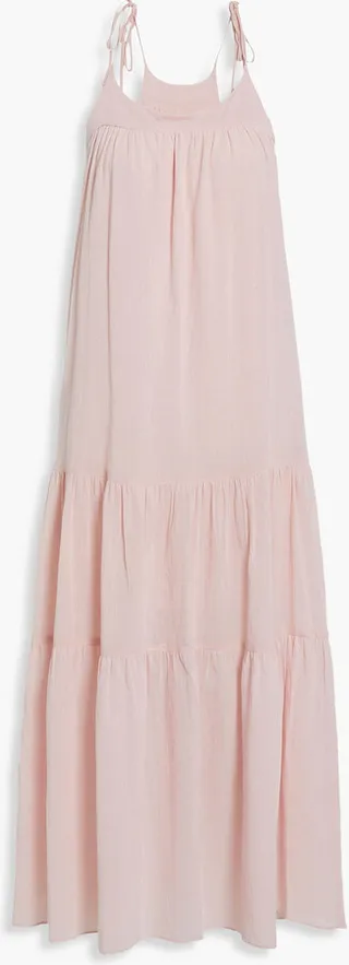 Tiered cotton-gauze midi dress