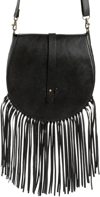 Fringe Faux Leather Saddle Crossbody Bag