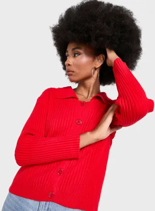 Chunky Cardigan With Collar