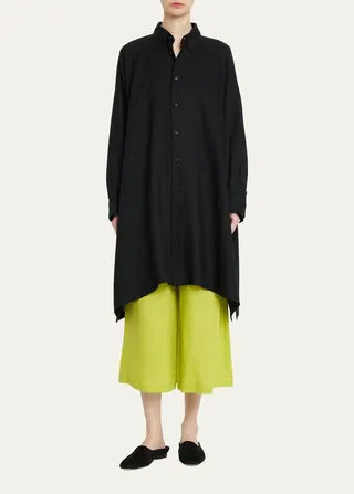 Flared Crop Linen Trousers