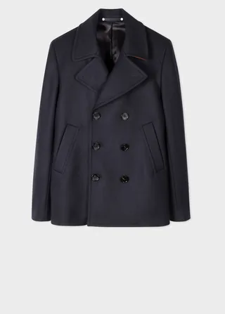 Navy Wool-Cashmere Pea Coat