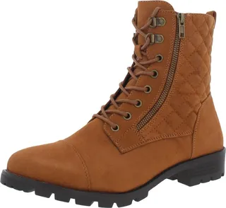 Dashing Womens Faux Suede Quilted Combat & Lace-up Boots