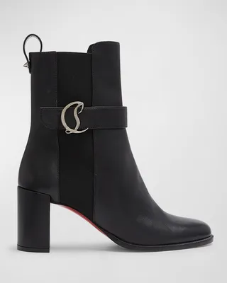 Leather Buckle Red Sole Booties