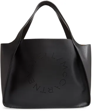 Perforated Logo Faux Leather Tote
