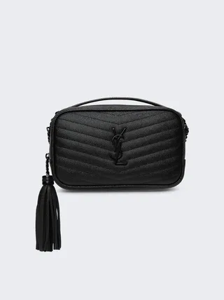 Lou Mini Quilted Leather Crossbody Bag Black