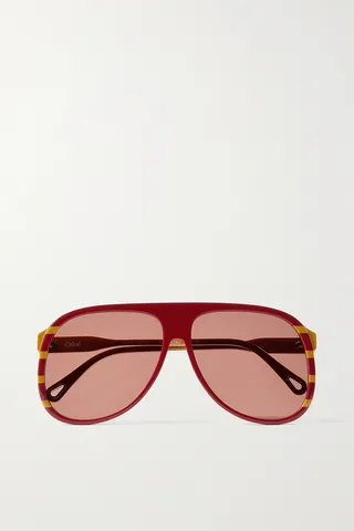 Chloé - Oversized Aviator-style Bio-acetate Sunglasses - Red