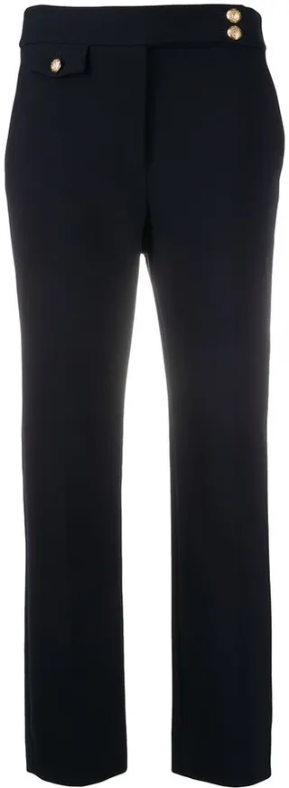 Renzo embossed button detail trousers