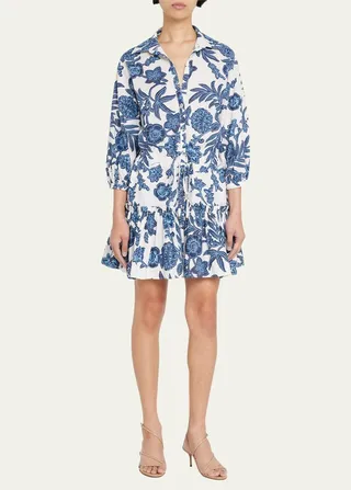 Robin Puff-Sleeve Floral Poplin Mini Dress
