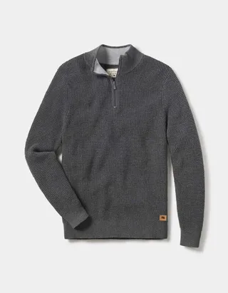 The Normal Brand Waffle Knit Quarter Zip Pullover - Grey
