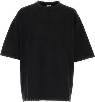 Black Cotton Blend Oversize T-shirt
