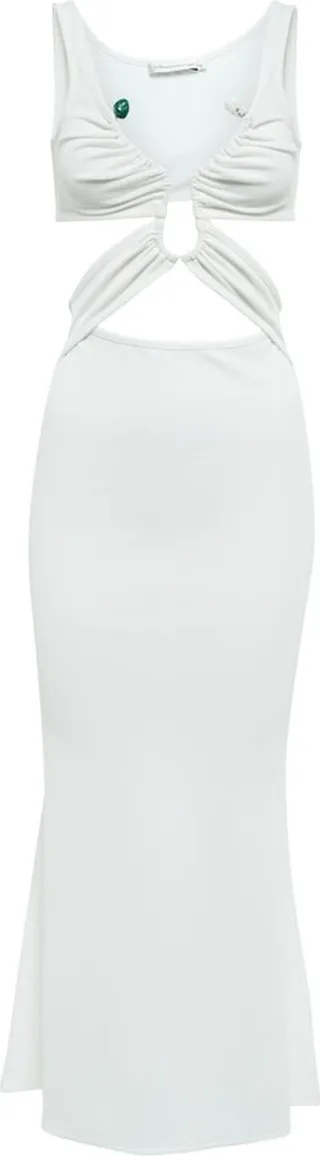 Ring-detail cutout midi dress