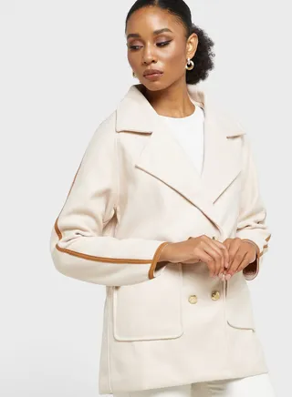 Longline Coat With Contrast Trims