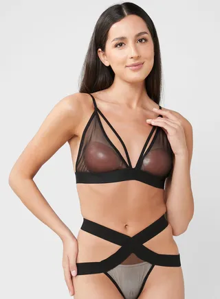 Mesh Detail Bra & Brief Set