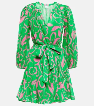 Kiki belted floral cotton minidress