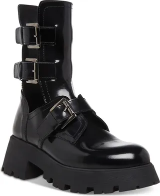 Steve Madden Women's Okara Strappy Buckle Combat Boots
