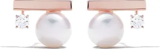 18kt rose gold petit Balance Class Collection Line Akoya pearl and diamond earrings