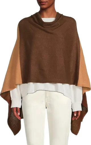 Colorblock Cashmere Poncho