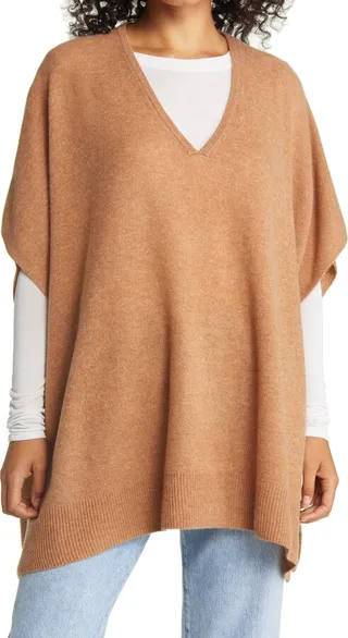 V-Neck Wool & Cashmere Poncho