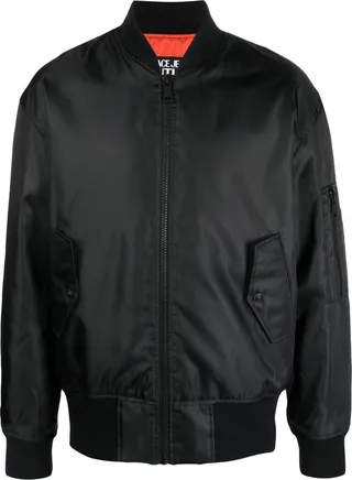 V-Emblem logo-print padded bomber jacket