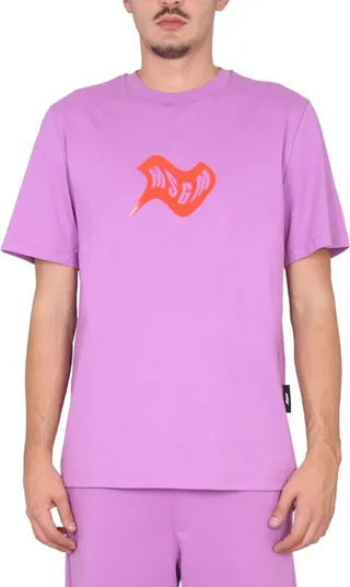 MSGM Logo Printed Crewneck T-Shirt