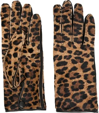 Leopard-Print Leather Gloves