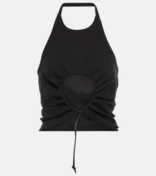 Halter neck ruched cotton top