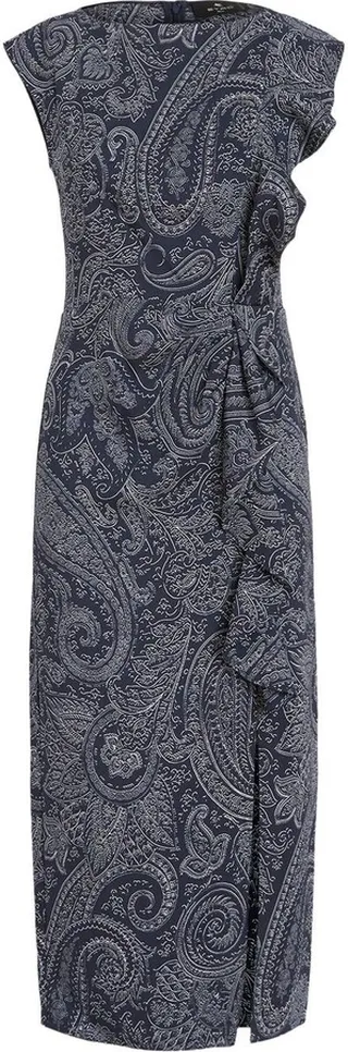 Paisley-Print Ruffled Dress