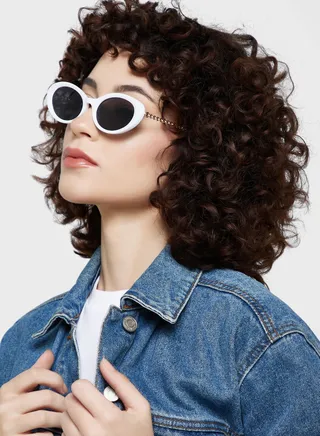 Chain Arm Oval Frame Sunglasses