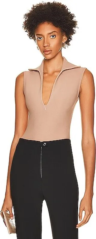 ALAÏA Angie Bodysuit in Nude