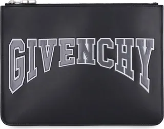 Logo Detail Flat Leather Pouch