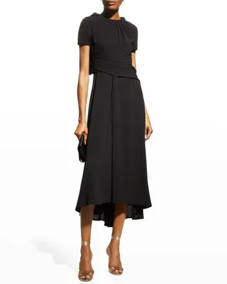 Draped Stretch Crespina Midi Dress