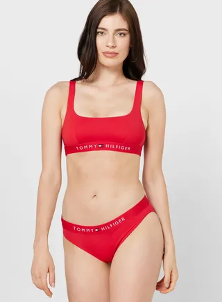 Logo Band High Leg Bikini