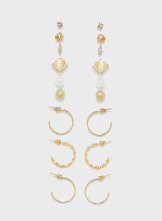 9 Pack Stud And Hoop Earrings