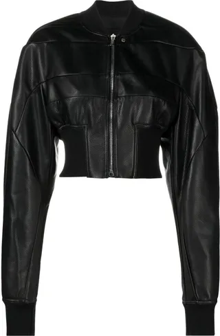 Zipped-Up Cropped Bomber Jacket