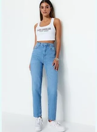 Light Blue High Waist Mom Jeans TWOSS23JE00067